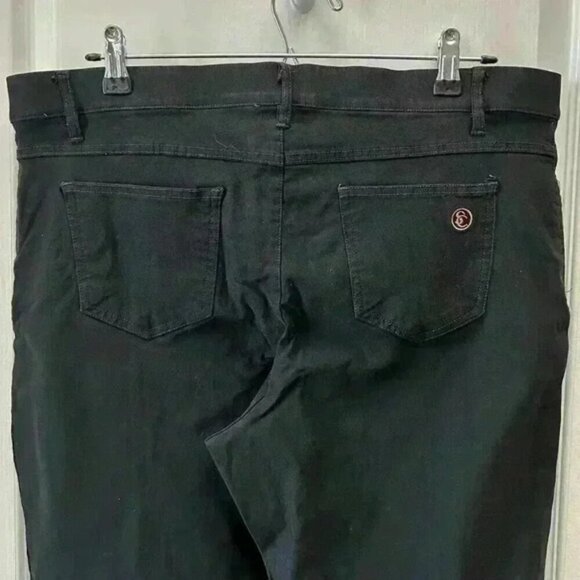 Simon Chang Jeans High Rise Straight Leg Cropped Stretch Fit Black  Size 16 - Picture 8 of 16